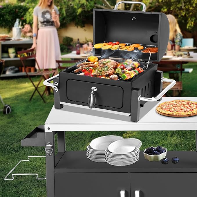 Portable Charcoal Grill, Tabletop Outdoor Barbecue Smoker, Small BBQ Grill - Image 8