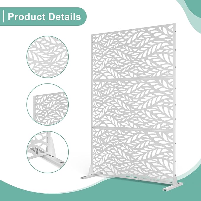 Metal Privacy Screen for Outdoor & Indoor Use, Free Standing Privacy Screen for - Image 4