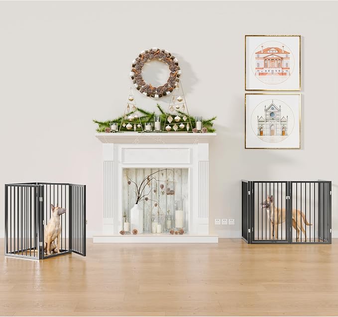Vantas Folding No-Assembly Metal Pet Gate 80" Wide, Freestanding Accordion - Image 4