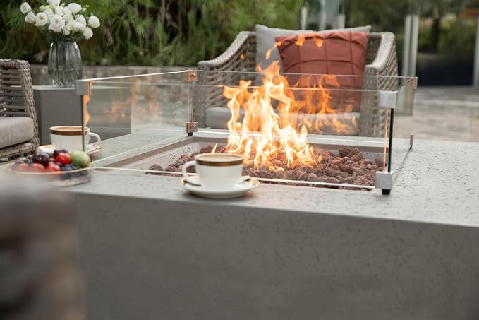 AMS Fireplace | Rectangular Fire Pit Glass Wind Guard - Image 5