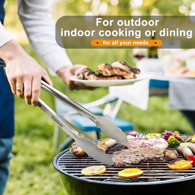 Grill Tongs, 17 Inch Extra Long BBQ Tongs, Heat Resistant 600 Degrees Stainless - Image 8