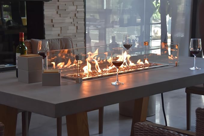 Elementi | Bundle Sonoma Gas Fire Pit Cast Concrete Rectangular Dining Fire - Image 8