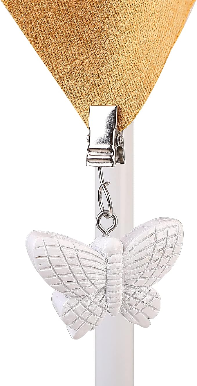 TwoFish Home Set of 4 White Butterfly Resin Tablecloth Weights Clips White - Image 2