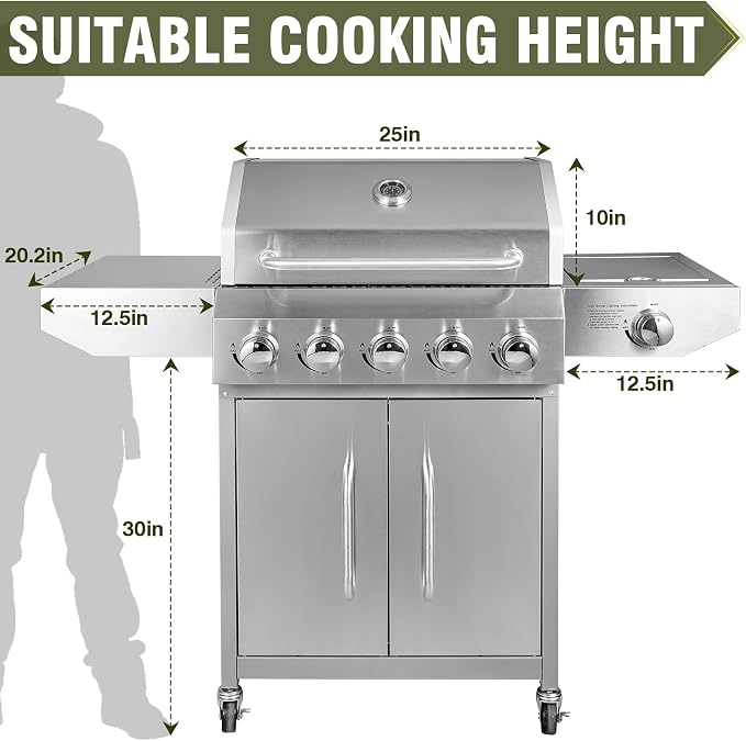 BESTFIRE 68, 000 BTU 5+1 Burner Propane Grill - Image 4