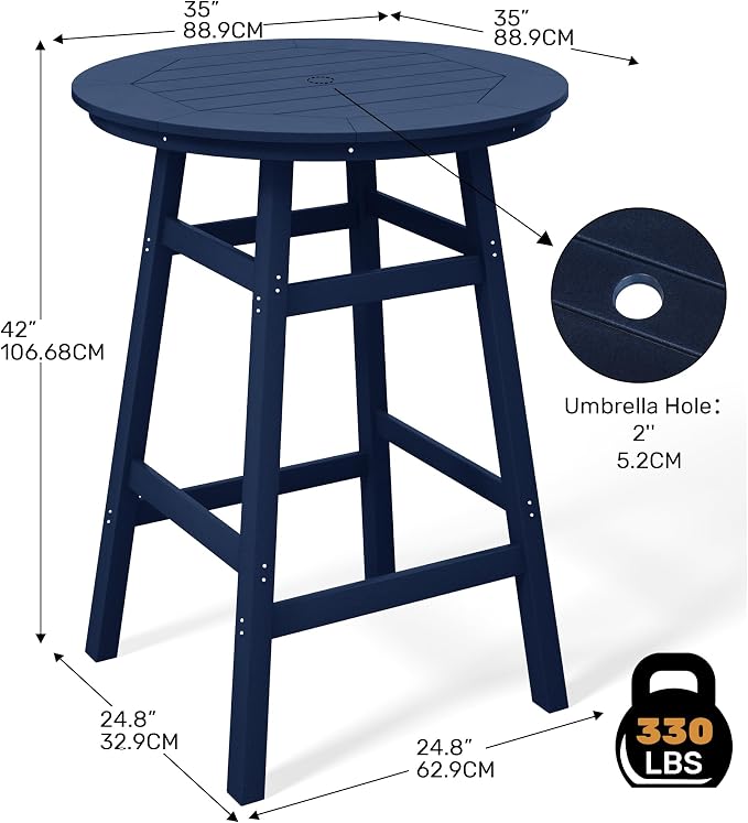 Costaelm Patio Bistro Table, Outdoor Bistro Dining Pub Table - Image 3