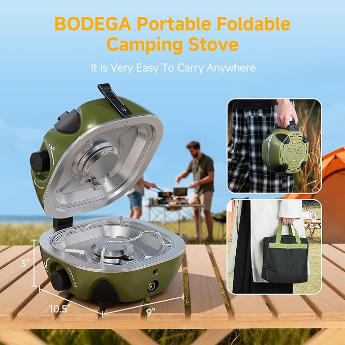 BODEGA 2 Burner Camping Stove, 20000 BTU Folding Propane Camp Stove - Image 2