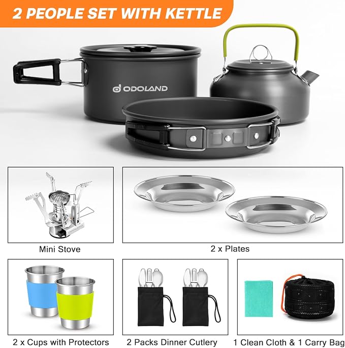 Odoland 16pcs Camping Cookware Set - Image 2