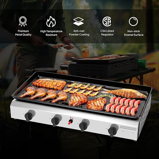 ROVSUN 4 Burner Portable Propane Griddle - Image 5