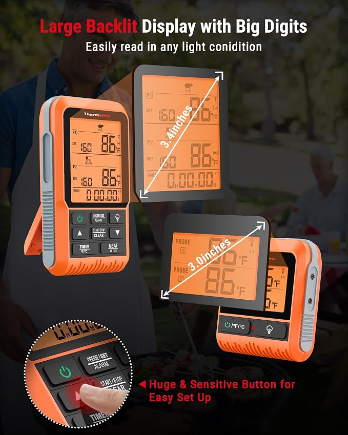 ThermoPro TP826 500FT Wireless Meat Thermometer, Dual Meat Probe Cooking - Image 6