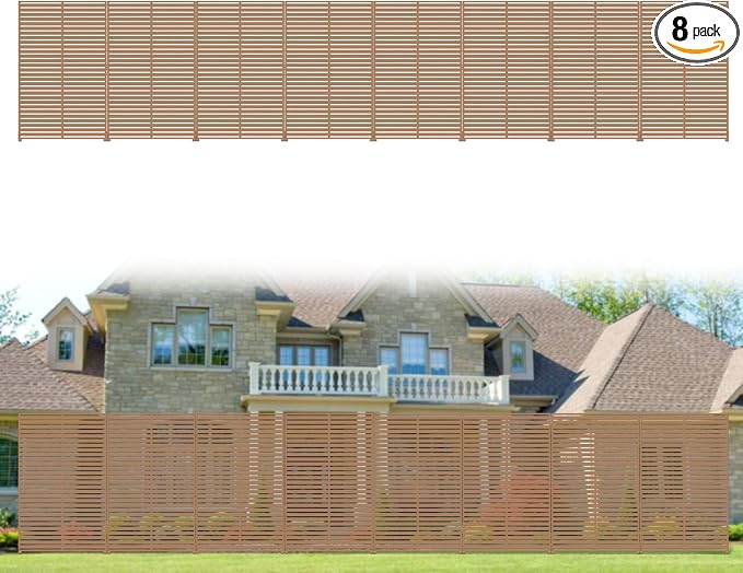 Privacy Fence Screen with Stand 6 Panel 72" H×47" W HDPE Decorative Panels with by Outdoorchairs