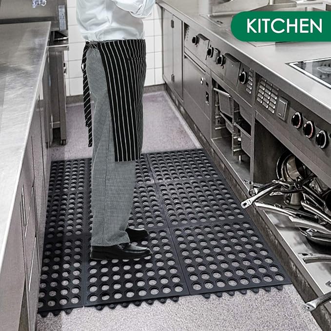 Interlocking Rubber Mats for Floor Anti Fatigue Kitchen Mats 9 Pack 11.8" x - Image 4
