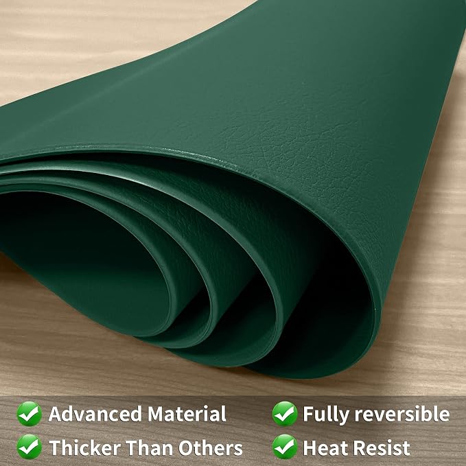Herda Table Placemats Green Faux Leather Placemats Set of 6 Wipeable Washable - Image 7