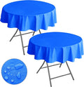 Nasitos 2 Pack Round Vinyl Tablecloth 60 Inch-Vinyl Plastic Blue Table Cloth by Nasitoshomedecor