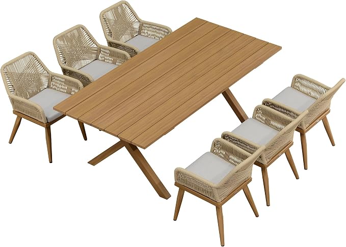 PURPLE LEAF Outdoor Dining Set All-Weather PE Rattan Outdoor Patio Furniture Set by PURPLELEAF