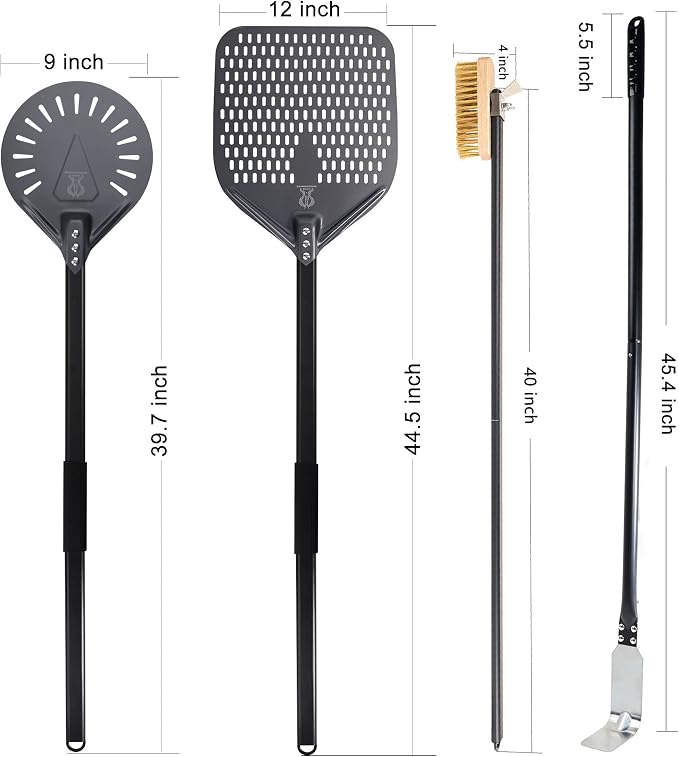 Pizza Turning Peel 9 Inch Perforated Pizza Peel and Pizza Brush Ash Rake 4 - Image 2