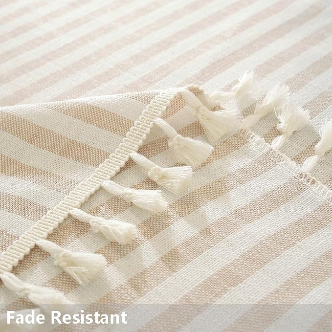 TruDelve Round Tablecloth 70 Inch Beige Striped Cloth Tablecloths Fall - Image 4