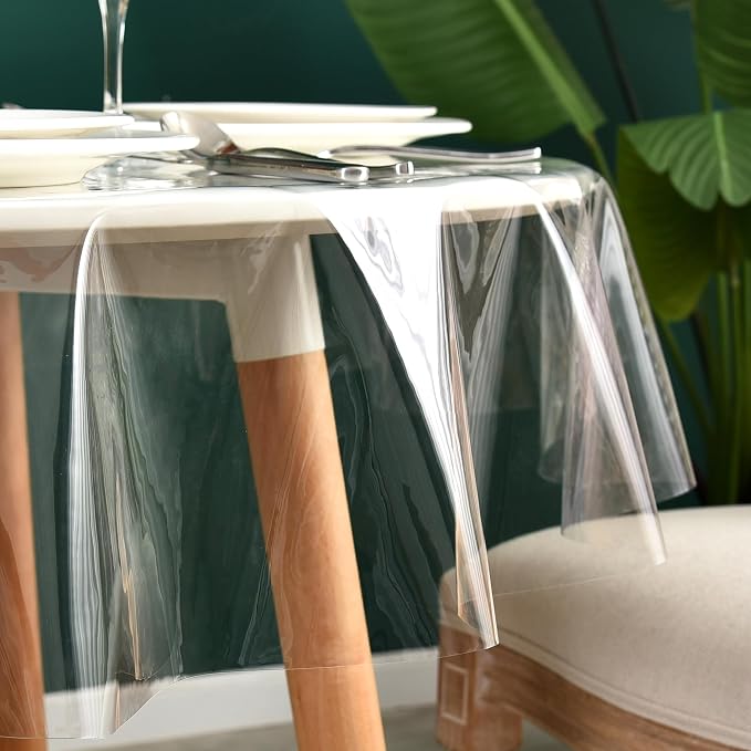 Nasitos 2 Pack Round Clear Plastic Tablecloth Protector 70 Inch-100% Waterproof - Image 2