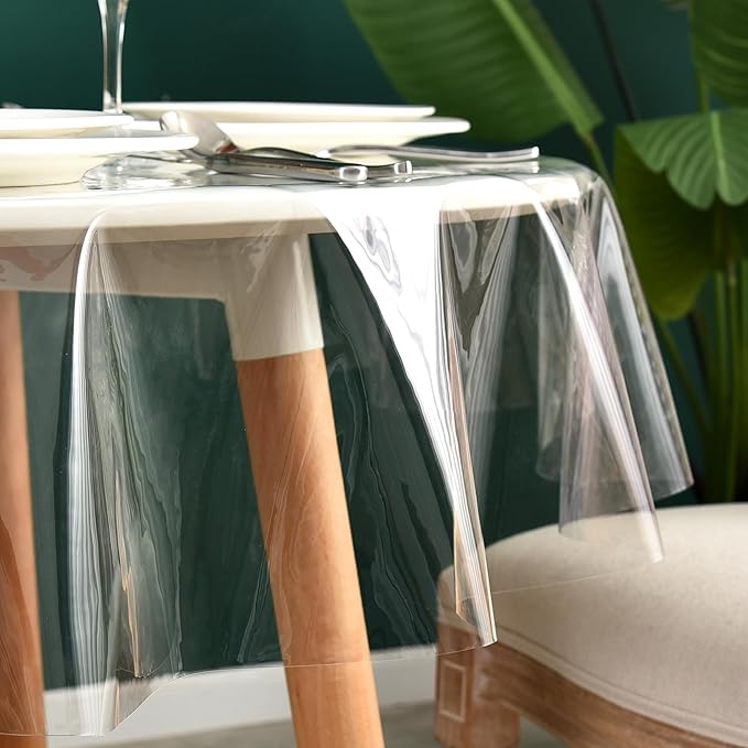 Nasitos 2 Pack Round Table Cloth Protector 60 Inch-Small Round Plastic Table - Image 2