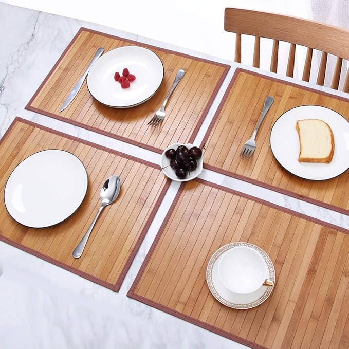 Placemats Set of 4 for Dining Table, Bamboo Place Mats for Kitchen Table Decor - Image 6