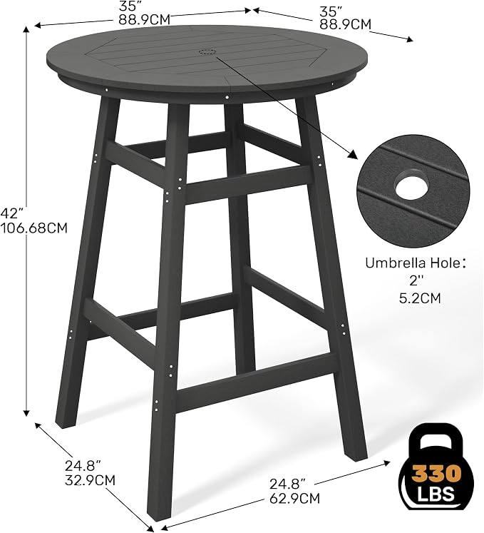 Costaelm Patio Bistro Table, Outdoor Bistro Dining Pub Table - Image 3