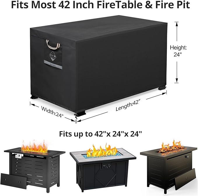 QH.HOME Fire Pit Cover Rectangular Super Waterproof 42" L x 24" W x 24" H - Image 2