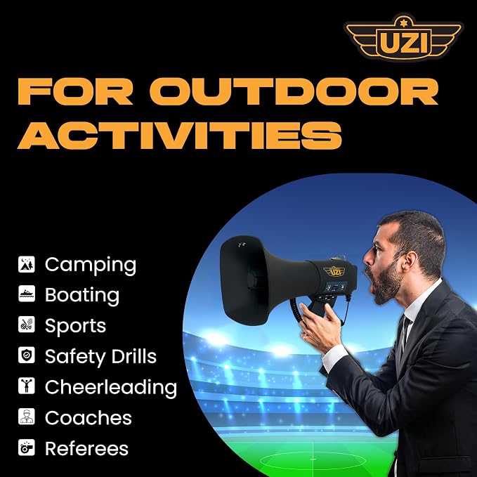 Uzi High Power Loud Big Bluetooth Megaphone 50W, Professional Bullhorn - Image 6