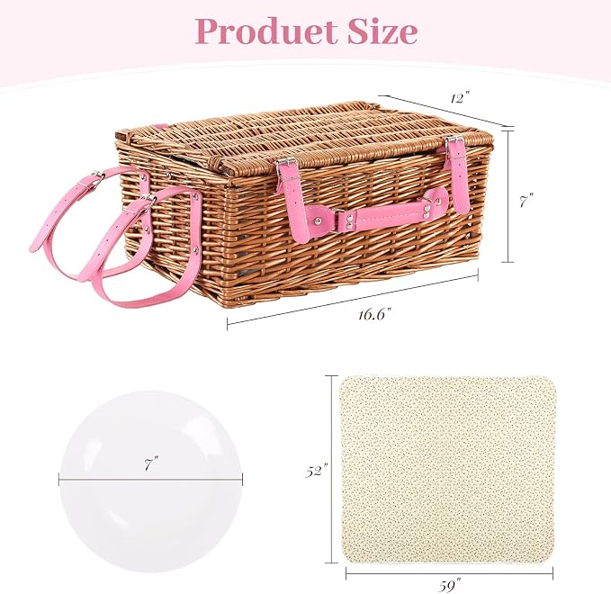 Neti Neti Wicker Picnic Basket for 4 - Image 4
