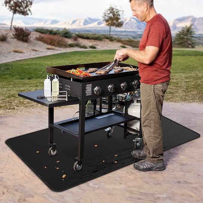 Grill Pads Floor Mats 65x39 Inch Fiberglass Double-Sided Fireproof