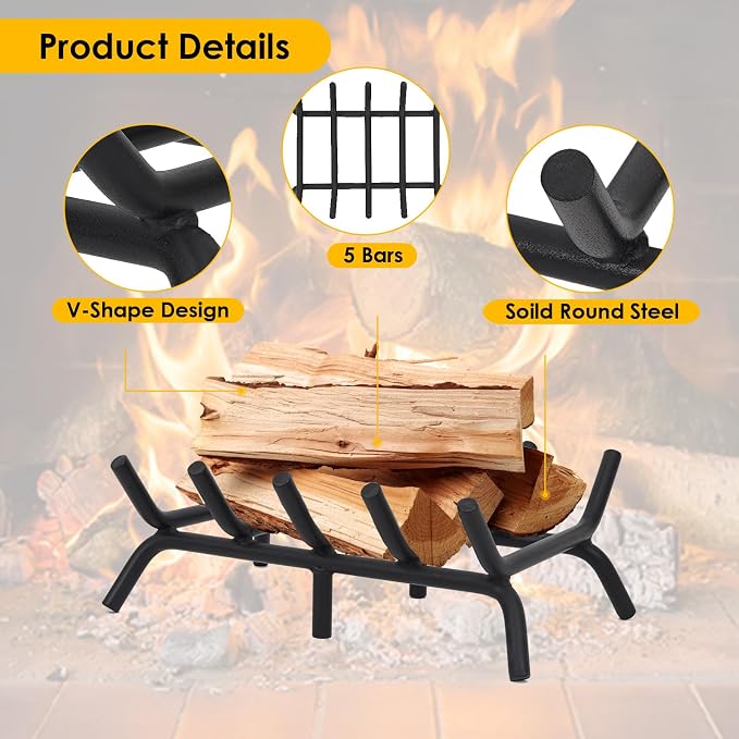 STBoo Fireplace Grate 17inch Heavy Duty - Image 6