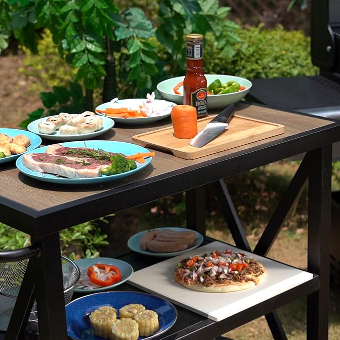 PHI VILLA Outdoor Grill Table, Elegant Grill Cart - Image 2