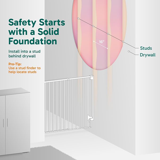 Cumbor 29.2–43" Baby Gate for Stairs, Wall-Mounted, Expandable No Bottom Bar - Image 8