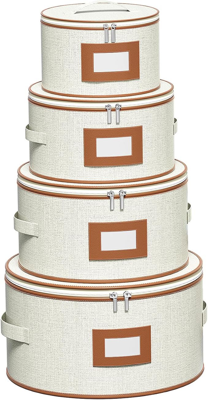 Aokeyee 4 Pcak China Storage Containers, Hard Shell Plates Storage Box by Aokeyee