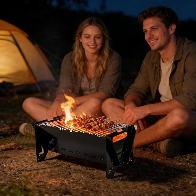 Lineslife 16 Inch Portable Camping Campfire Grill, Heavy Duty Charcoal BBQ - Image 2