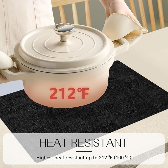 Romanstile Reversible Vinyl Placemats Set of 8, Faux Leather 100% Waterproof - Image 3