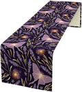 Purple Moth Table Runner, Retro Butterfly Flower Print Table Runner by Unknown