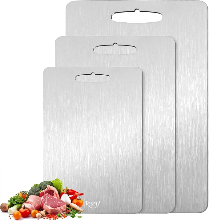 3 Pack Titanium Cutting Board-100% Pure Titanium Cutting Boards by TESFLY