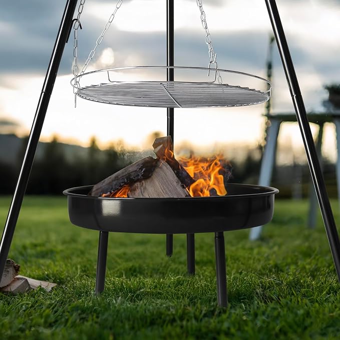 Outvita Campfire Tripod Grill, Adjustable Height BBQ Grill Grate - Image 7