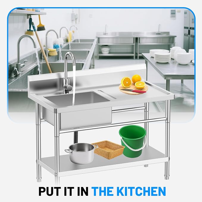 Utility Sink Freestanding Single Bowl Laundry Sink - Image 7