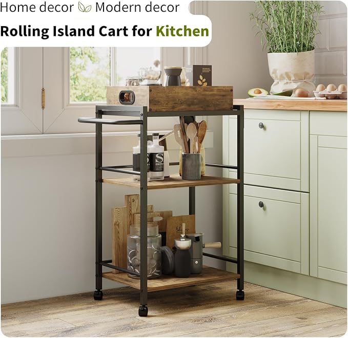 3-Tier Bar Cart for The Home, Rolling Cart - Image 9