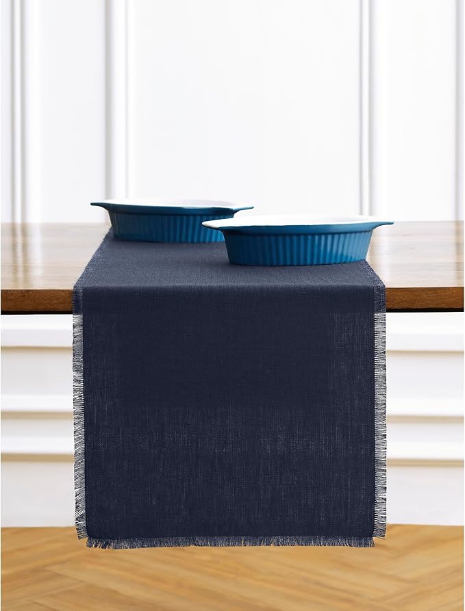 Solino Home Linen Navy Blue Table Runner 72 Inches Long - Image 2