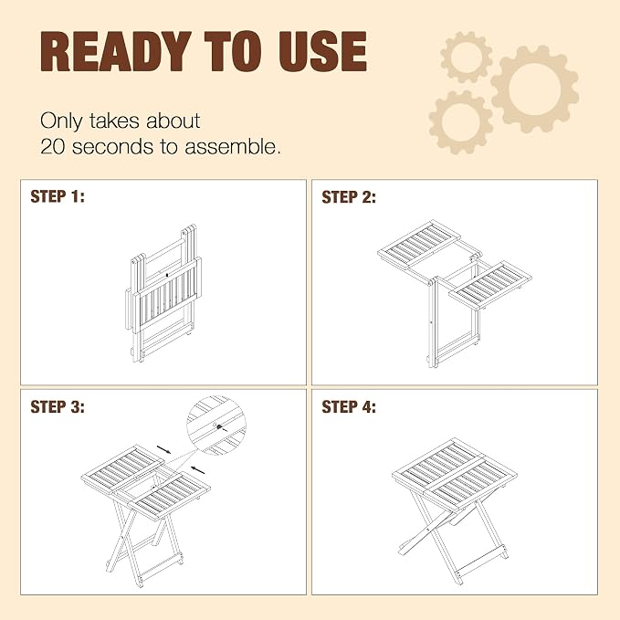 Folding Wooden Side Table – Premium Portable Foldable Table - Image 11