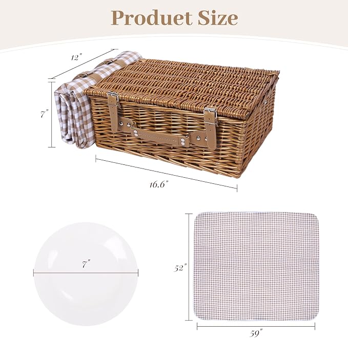 Neti Neti Wicker Picnic Basket for 4 - Image 4