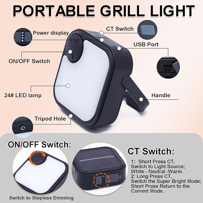 Grill Lights for Outdoor Grill, Magnetic Grill Lights Rechargeable Ultra-Bright - Image 6