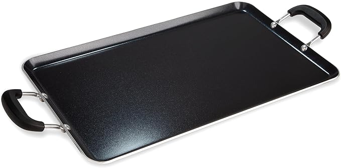 Griddle Pan, Black Nonstick Aluminum, 18 x 12 Inch Cooking Surface