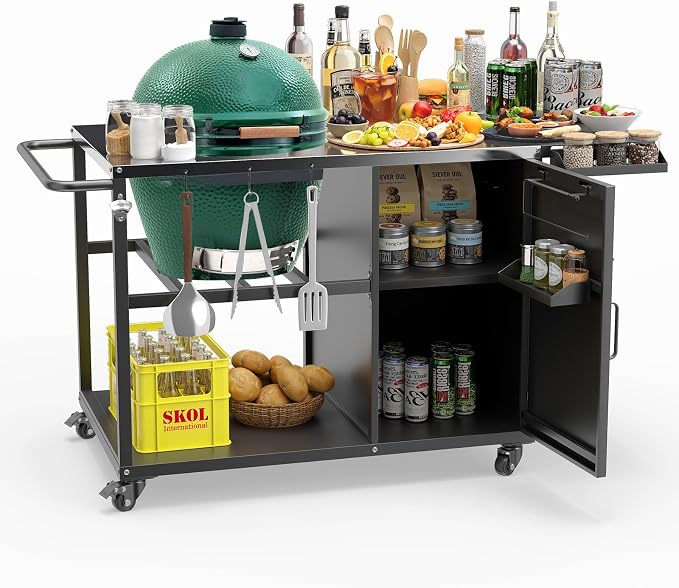 Big Green Egg Outdoor Grill Table, Portable Heavy Duty Grill Cart by MASHELLYHome