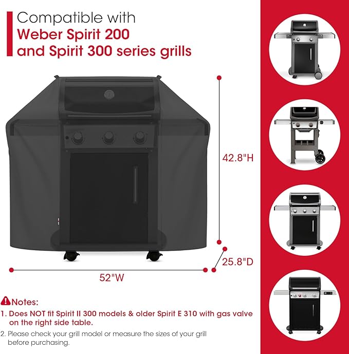 Unicook 52 Inch Grill Cover for Weber Spirit 200 and 300 Series, Gas BBQ Cover - Image 2