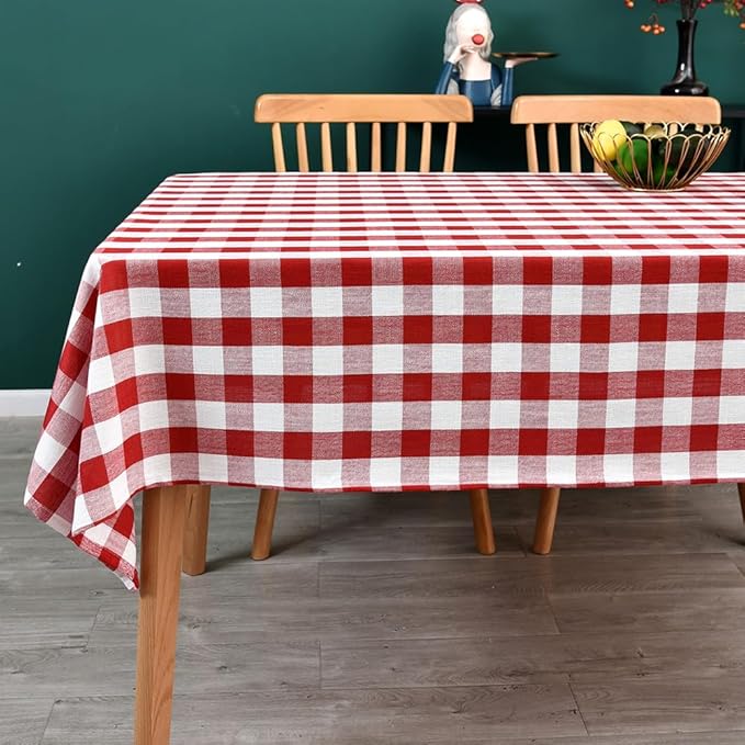 Gingham Tablecloth Rectangle Table Cloth Heavy Duty Cotton Checkered Table Cover by Yofori