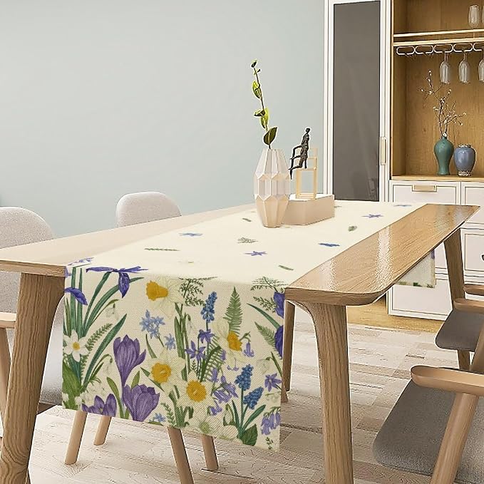 Wildflowers Table Runner, Spring Purple Floral Summer Seasons Daisy Flower - Image 3