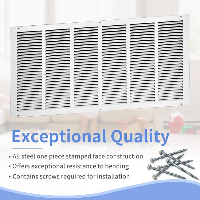 30"W x 14"H Steel Return Air Grille, Air Return Vent Cover - Image 2