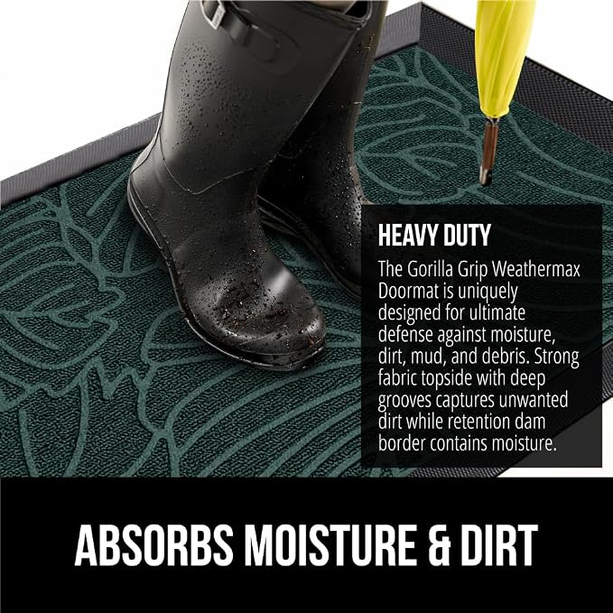 GORILLA GRIP 100% Waterproof All-Season WeatherMax Doormat, US Designed Natural - Image 4